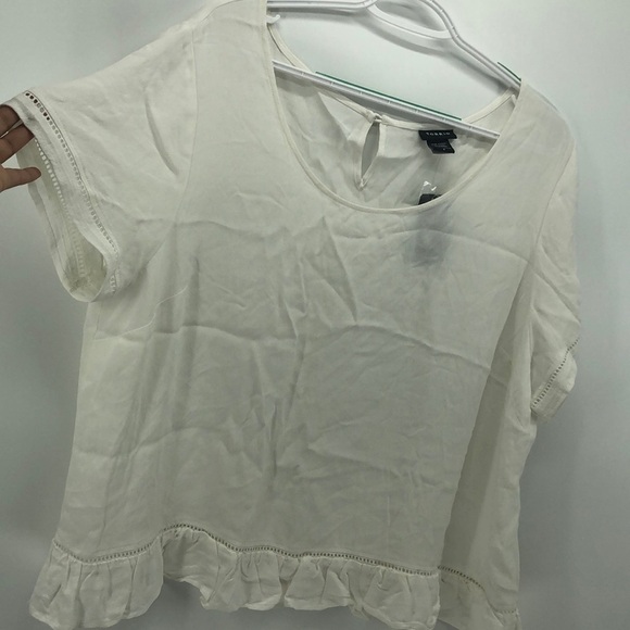 Torrid Cream Ruffle Hem Top - Picture 2 of 5